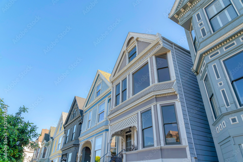 Row houses with victorian facade exterior in San Francisco, California Row houses with victorian facade exterior in San Francisco, California