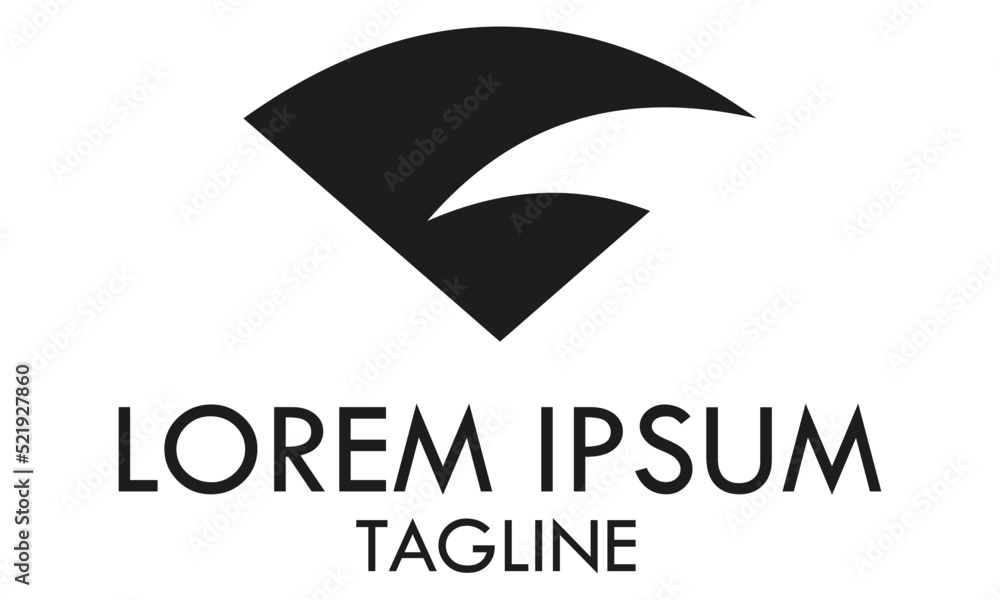 Black Color Negative Space Fish Fin Logo Design