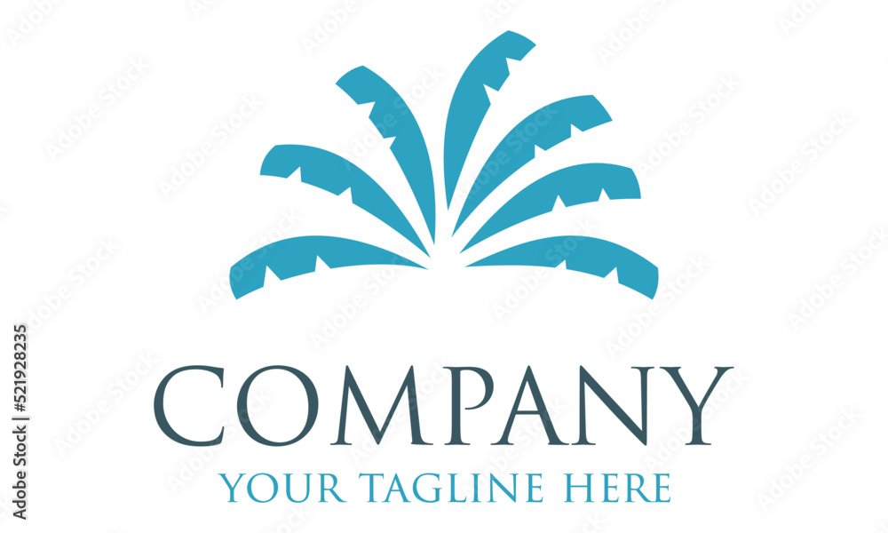 Blue Color Abstract Palm Leaf Logo Design Blue Color Abstract Palm Leaf Logo Design