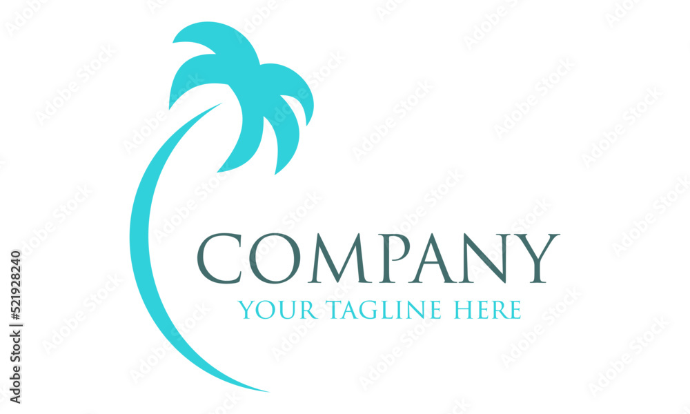 Blue Color Abstract Palm Leaf Letter C Logo Design Blue Color Abstract Palm Leaf Letter C Logo Design