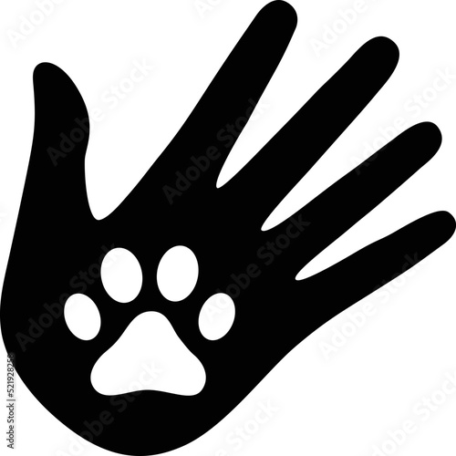 Pet adoption or pet giving a high five to its owner flat vector icon for apps and website