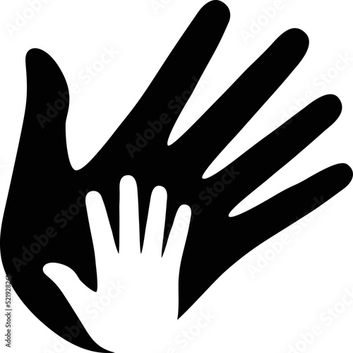 Child adoption or child giving a high five to dad flat vector icon for apps and website