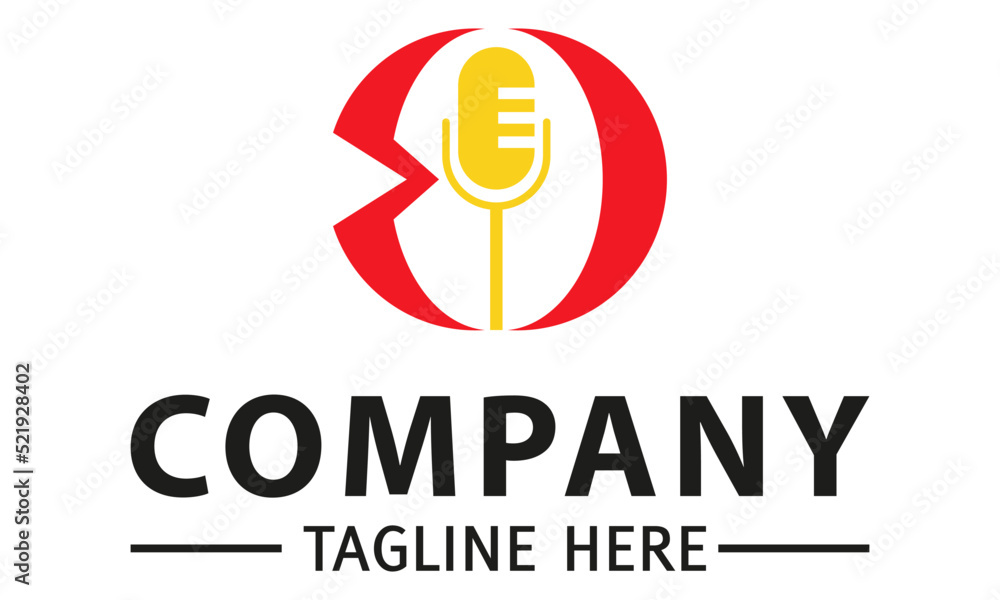 Yellow and Red Color Mic Broadcasting Logo Design Yellow and Red Color Mic Broadcasting Logo Design