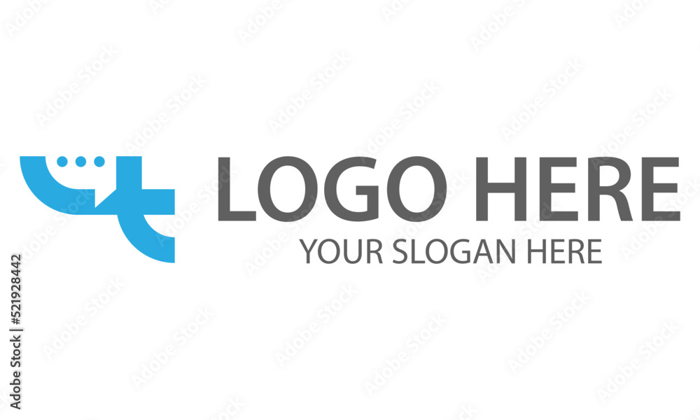 Blue Color Initial Letter T Bubble Chat Logo Design