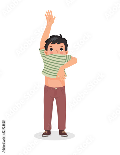 little boy wearing clothes get dressed daily routine activity