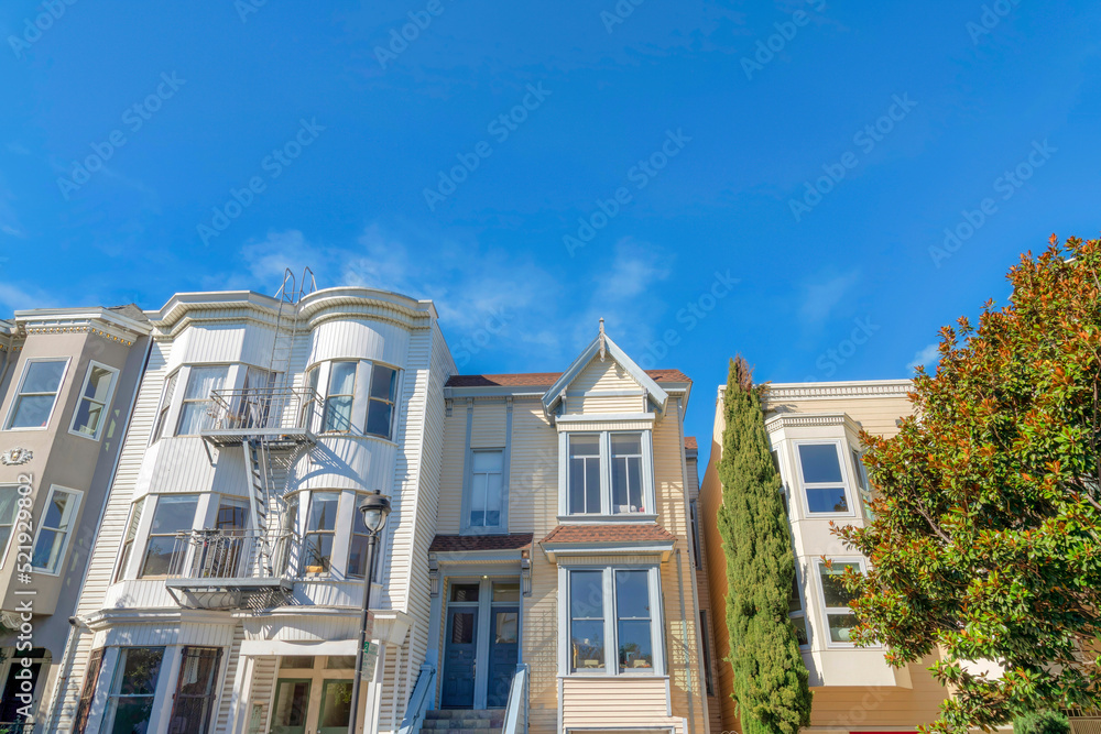 Front exterior of row houses in San Francisco, California Front exterior of row houses in San Francisco, California