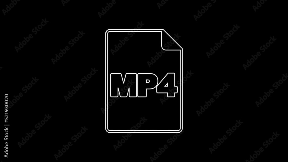 White line MP4 file document. Download mp4 button icon isolated on black background. MP4 file symbol. 4K Video motion graphic animation White line MP4 file document. Download mp4 button icon isolated on black background. MP4 file symbol. 4K Video motion graphic animation