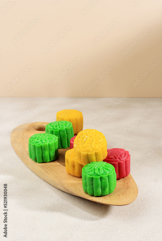 Snowskin Moon Cake. New Variation of Mooncake, Mochi Dough Filled Custard, Red Bean or Mung Bean Paste. Snowskin Moon Cake. New Variation of Mooncake, Mochi Dough Filled Custard, Red Bean or Mung Bean Paste.