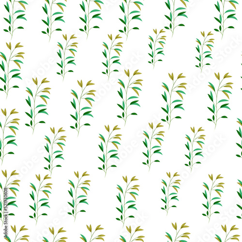 seamless botanical pattern of watercolor plant elements