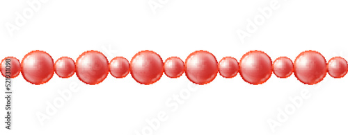 Seamless border of glass beads or pearls realistic vector illustration isolated.