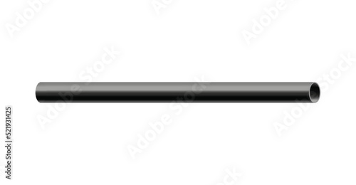 Plastic black pipe or tube template realistic vector illustration isolated.