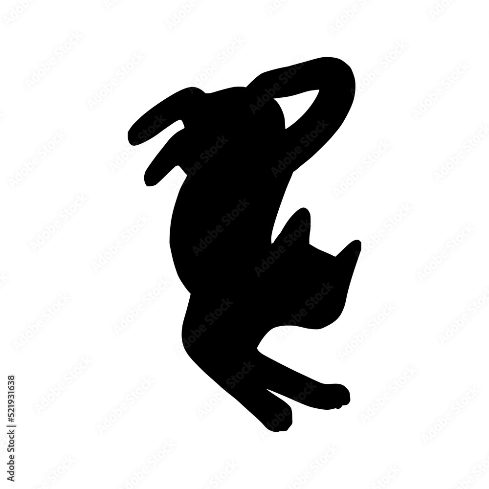 Lying cat black silhouette. Playful cat stencil. Cute vector illustration isolated in white background Lying cat black silhouette. Playful cat stencil. Cute vector illustration isolated in white background