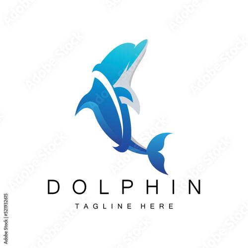 Dolphin Logo vector icon design, Marine Animals Fish Types Mammals, love to fly and jump