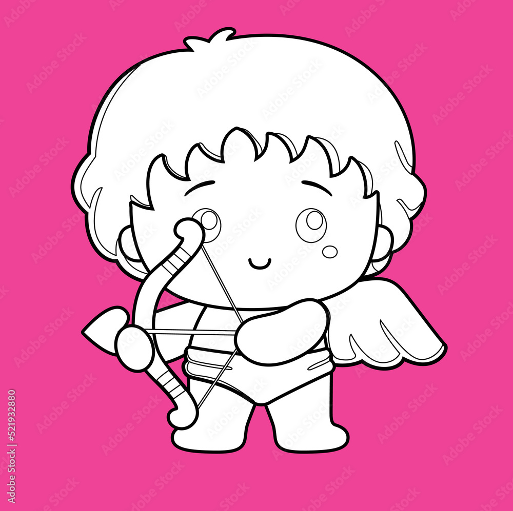 Obraz premium Cupid Love and Kids Theme Digital Stamp