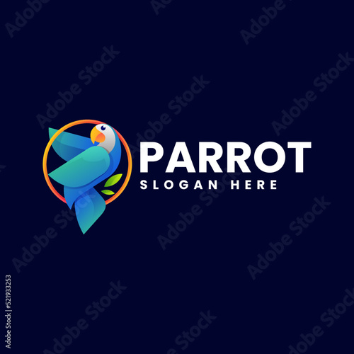 Vector Logo Illustration Parrot Gradient Colorful Style.