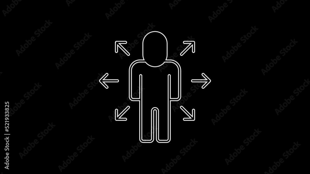 White line Multitasking manager working icon isolated on black background. 4K Video motion graphic animation White line Multitasking manager working icon isolated on black background. 4K Video motion graphic animation