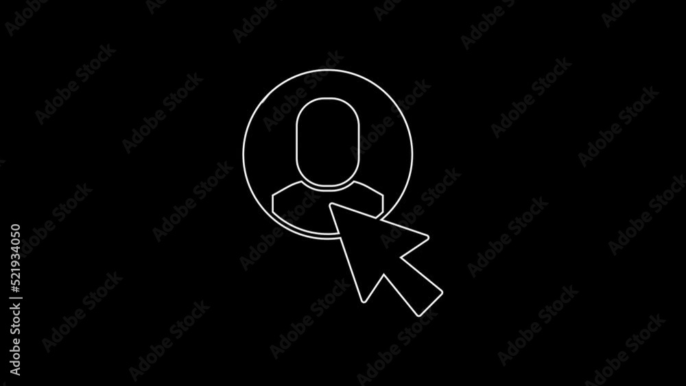White line Worker icon isolated on black background. Business avatar symbol user profile icon. Male user sign. 4K Video motion graphic animation White line Worker icon isolated on black background. Business avatar symbol user profile icon. Male user sign. 4K Video motion graphic animation