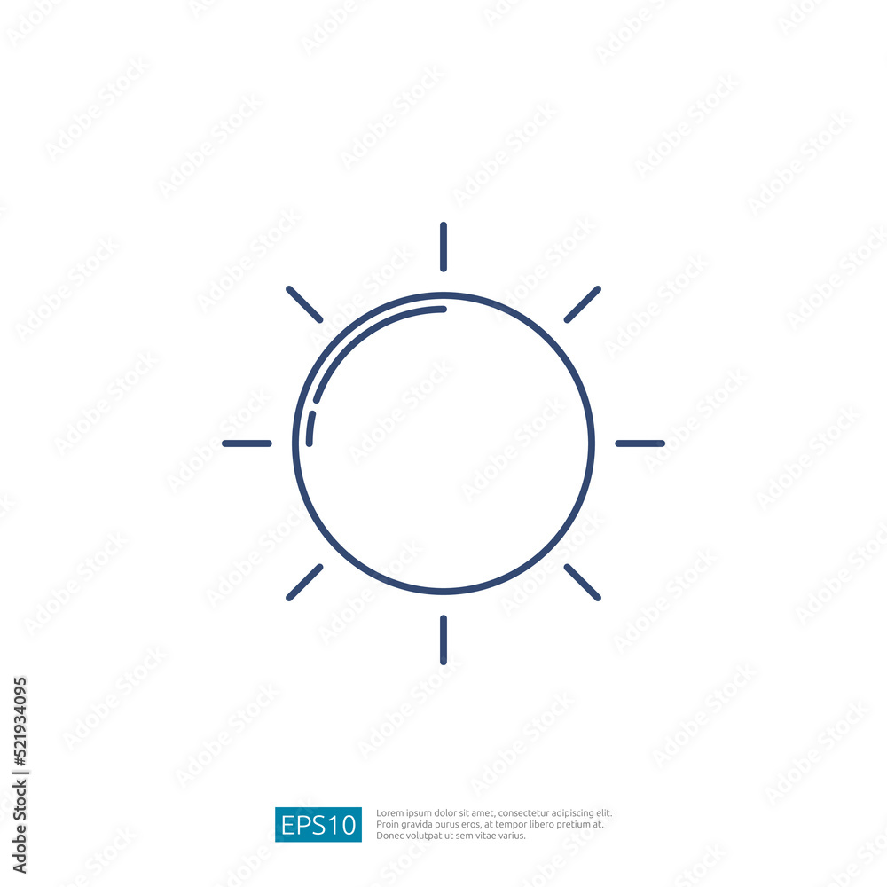 Sun Icon for Brightness. Intensity Setting Vector Sun Icon for Brightness. Intensity Setting Vector