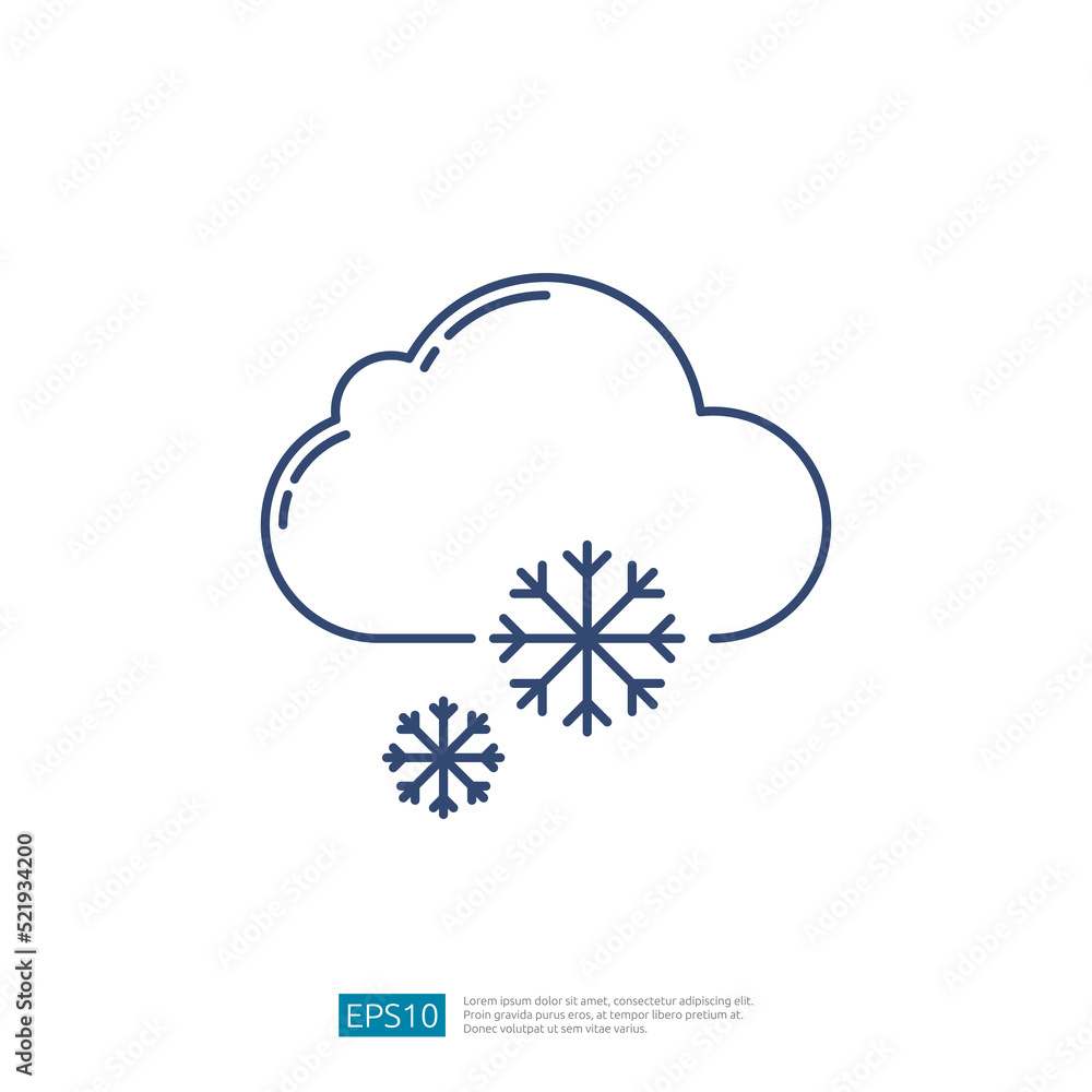 Winter Snow Outline Icon. cloud and snowflake icon Winter Snow Outline Icon. cloud and snowflake icon