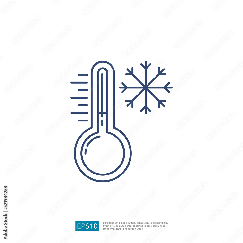 Winter Temperature. Thermometer and Snow Outline Icon
