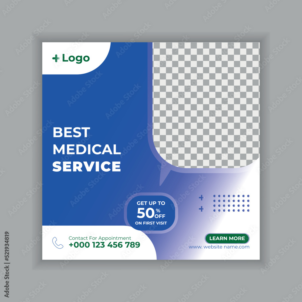 Obraz premium Template for Medical Social Media Posts 