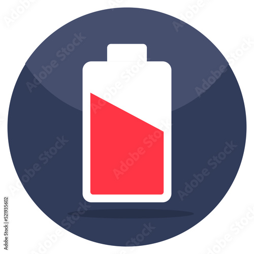 Flat design icon of mobile battery