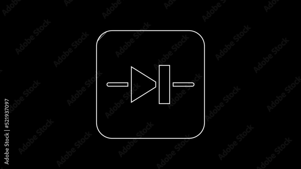 White line Diode in electronic circuit icon isolated on black background. 4K Video motion graphic animation White line Diode in electronic circuit icon isolated on black background. 4K Video motion graphic animation