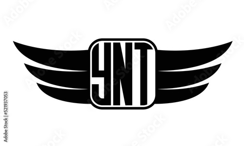 YNT three-letter Wing black and white logo design. Vector template photo