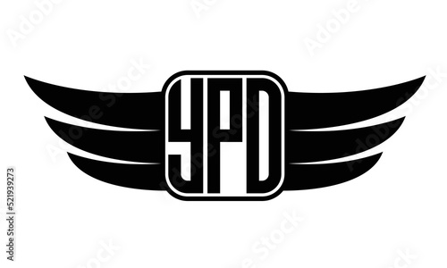 YPO three-letter Wing black and white logo design. Vector template photo