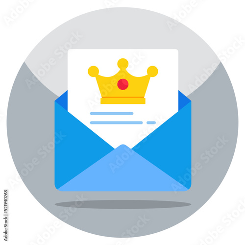 Crown on letter denoting concept of king mail