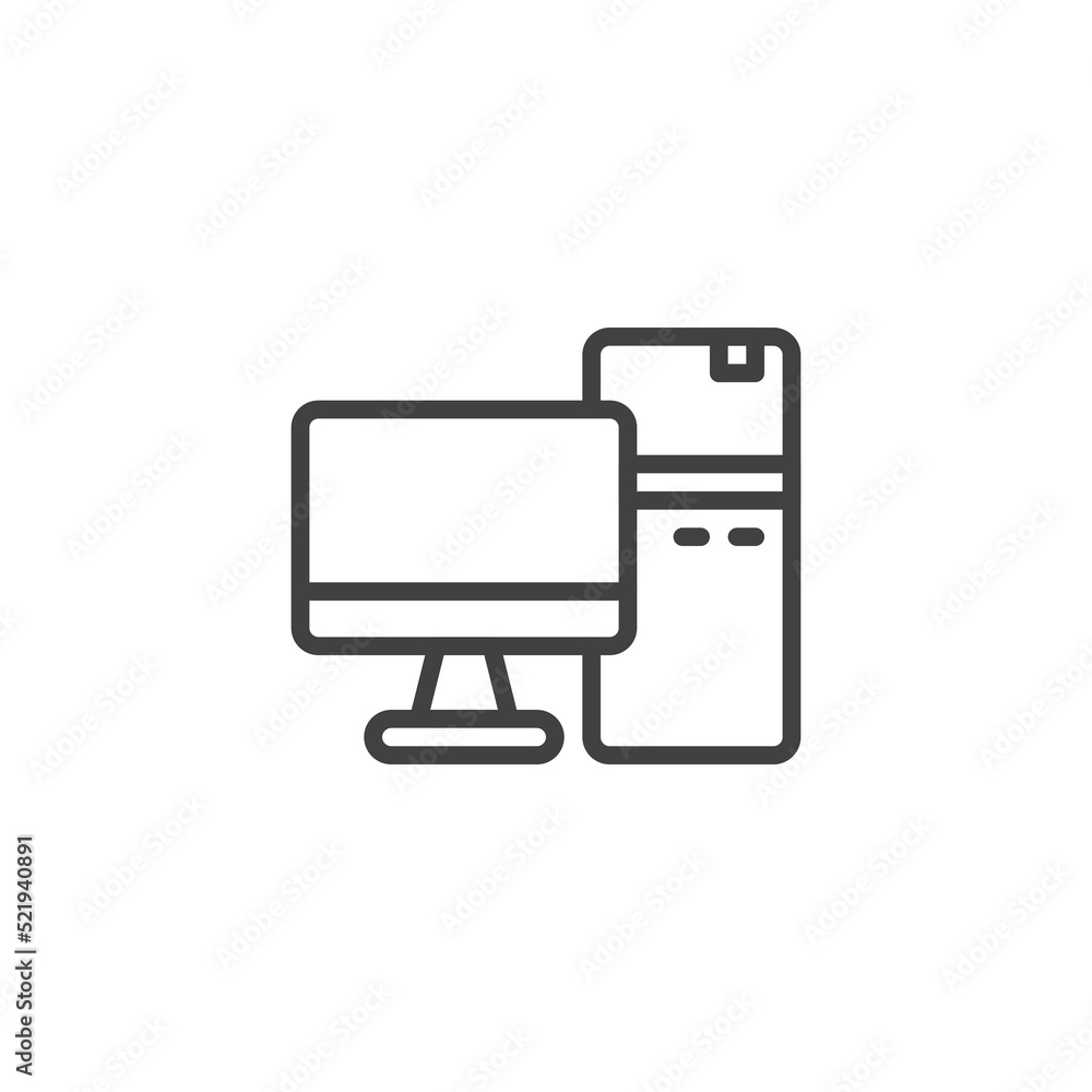 Desktop computer line icon