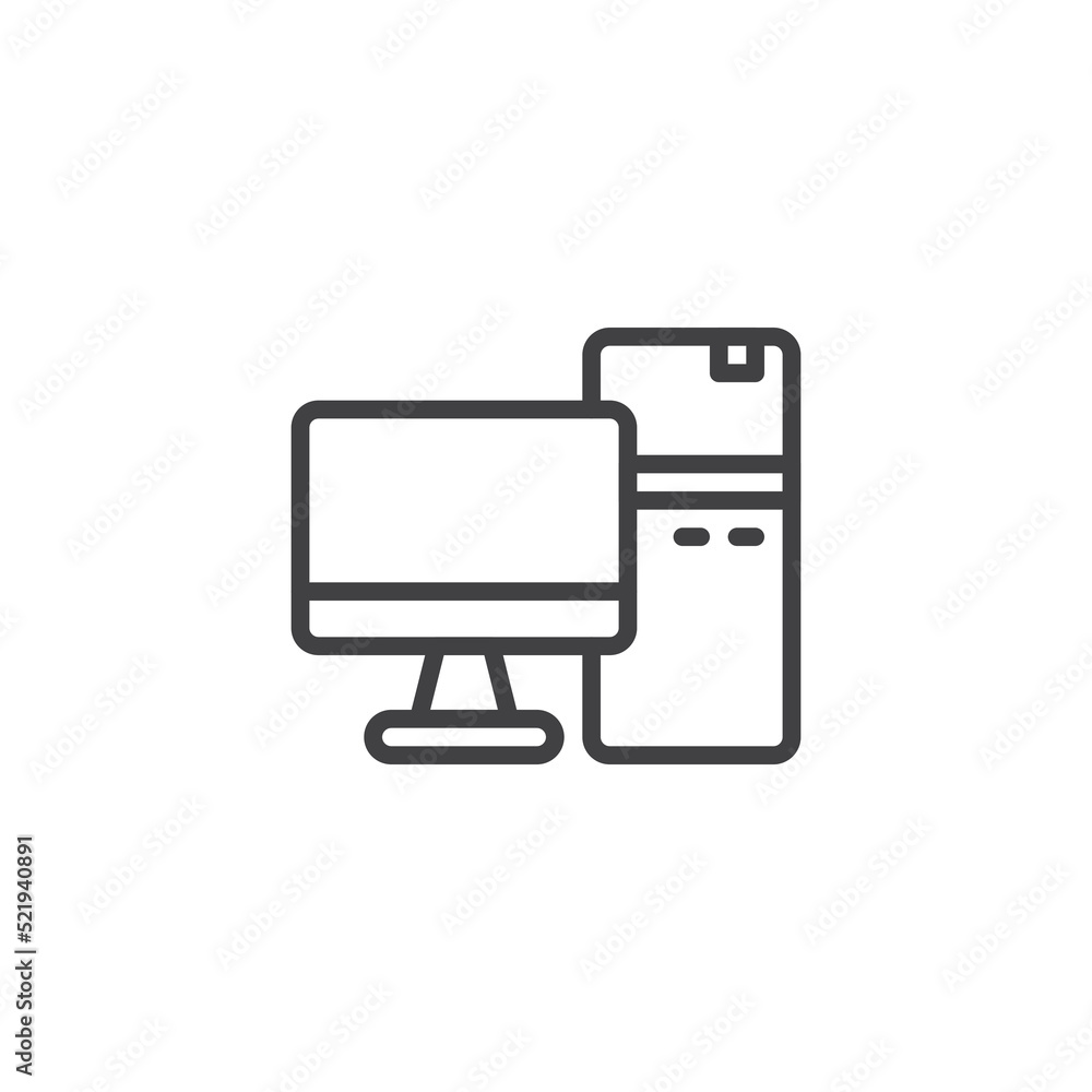 Desktop computer line icon Desktop computer line icon