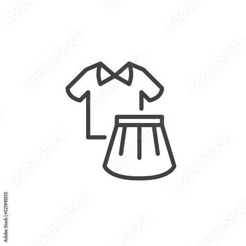 School girl uniform line icon