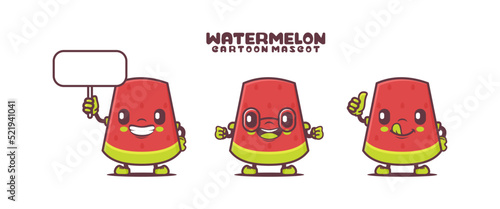 watermelon cartoon mascot. fruit vector illustration