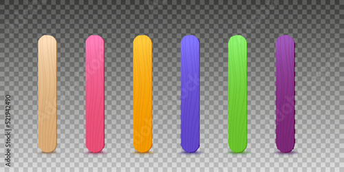 Color popsicle stick in realistic vector illustration isolated on transparent