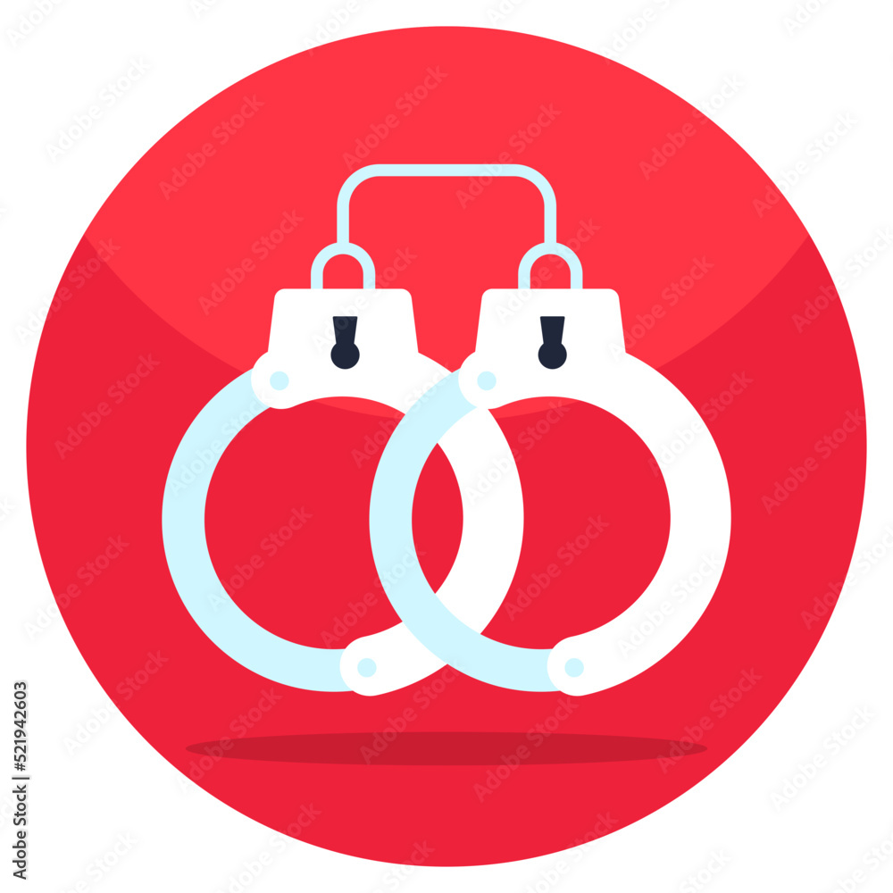 Flat design icon of handcuffs Flat design icon of handcuffs