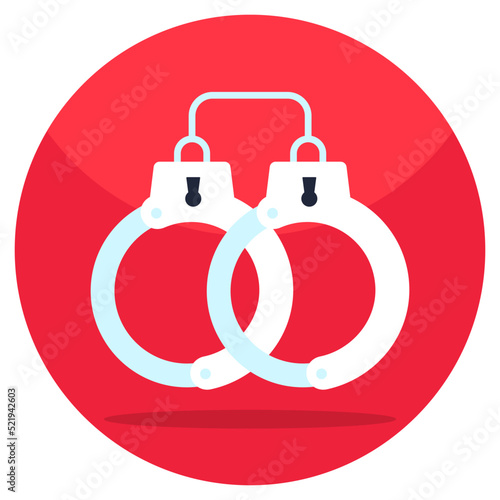 Flat design icon of handcuffs 