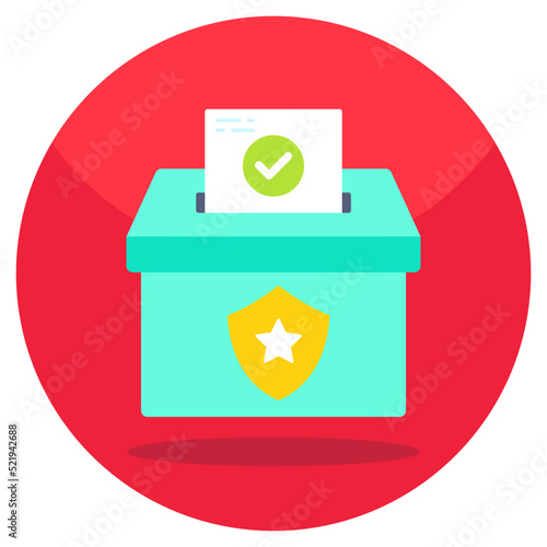Conceptual flat design icon of ballot box