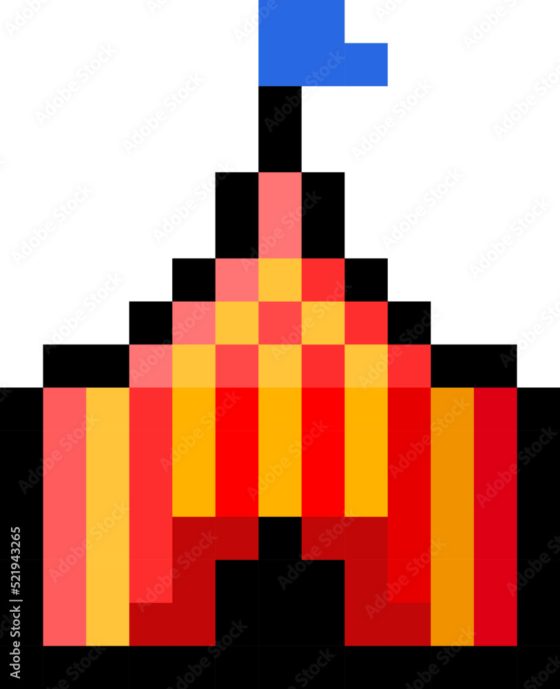 Pixel 8 bit red and yellow circus tent - vector, isolated vector de ...
