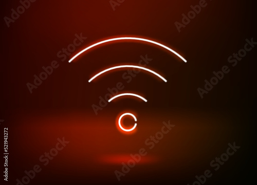 Neon glowing wifi icon. 3d vector illustration