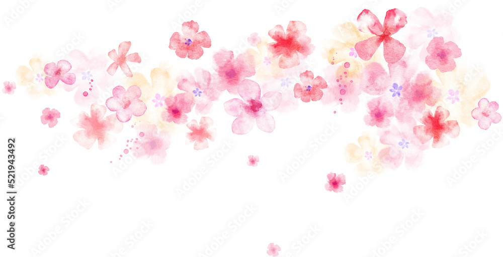 Fototapeta premium Spring Flowers Blooming. Watercolor horizontal illustration.