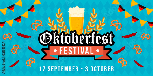 flat oktoberfest festival horizontal banner illustration