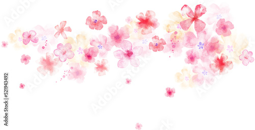 Spring Flowers Blooming. Watercolor horizontal illustration.