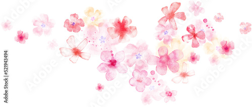 Spring Flowers Blooming. Watercolor horizontal illustration.