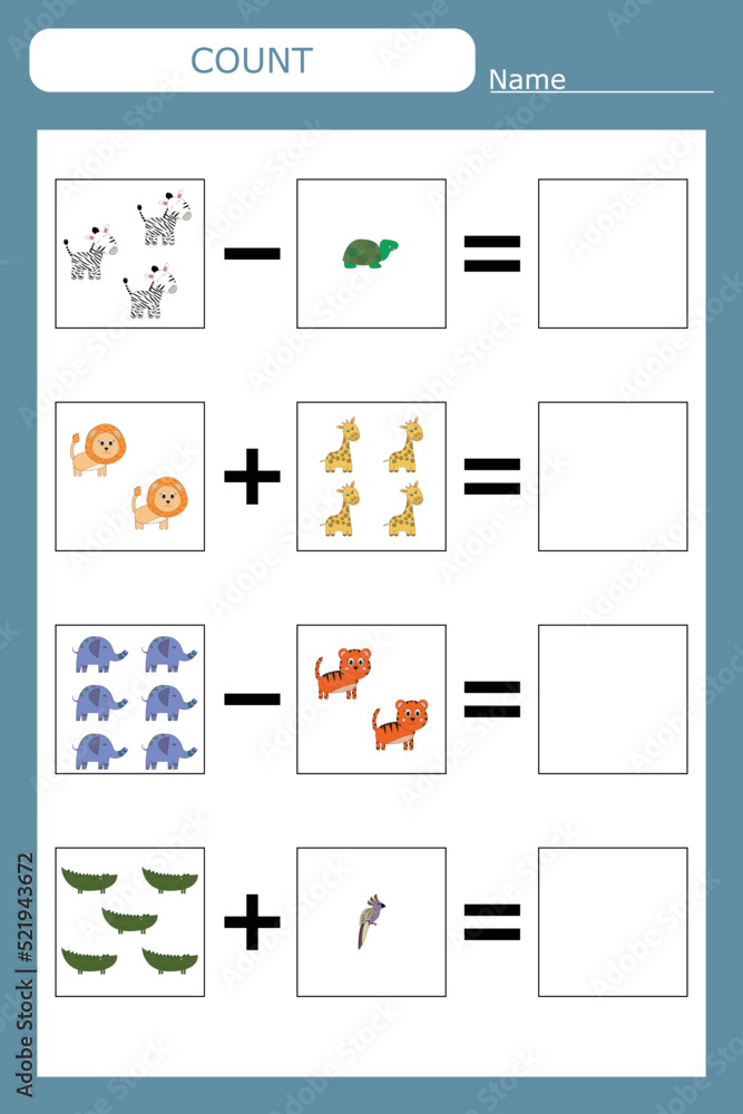 How Many Counting Game With Funny Animals Worksheet For Preschool Kids How many counting game with funny animals worksheet for preschool kids