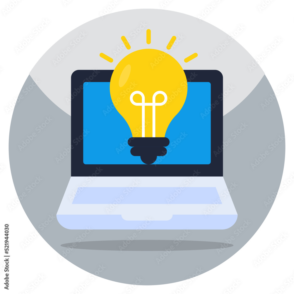 Conceptual flat design icon of online idea Conceptual flat design icon of online idea
