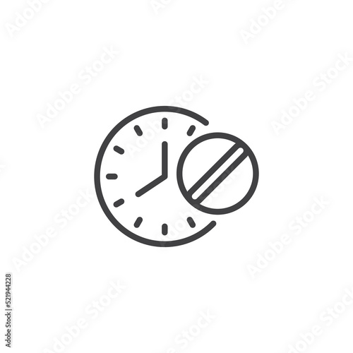 Clock and pill line icon