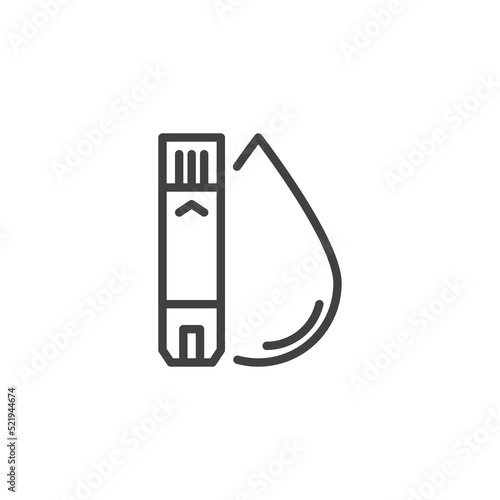 Blood glucose test strips line icon