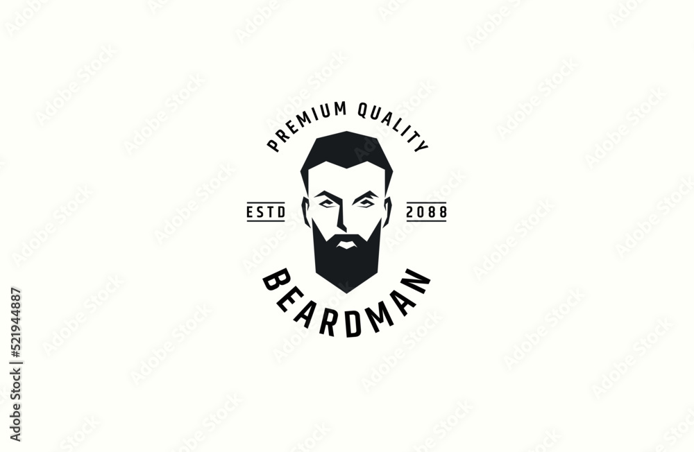 Beard man logo icon design template flat vector illustration