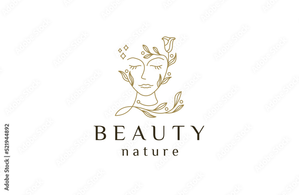 Woman beauty face logo icon design template flat vector illustration